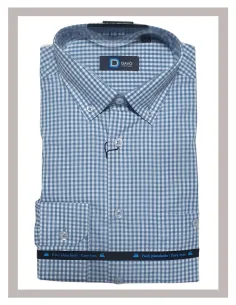Camisa de hombre larga con cuadros vichy azules DAVO 807