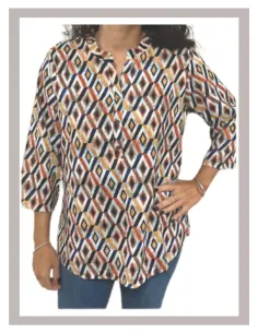 Blusa de mujer manga al codo estampada Strategga 2424