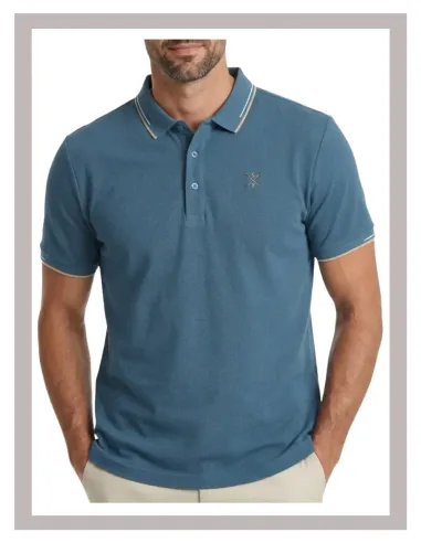 Polo hombre manga corta La Española en azul petróleo 10963