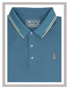 Polo hombre manga corta La Española en azul petróleo 10963 2