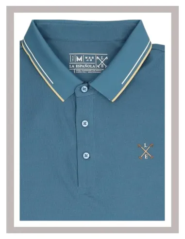 Polo hombre manga corta La Española en azul petróleo 10963-1