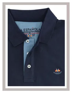 Polo hombre manga corta básico La Española en azul marino 10951 2