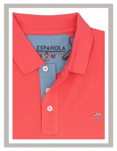 Polo hombre manga corta básico La Española en coral 10951 2