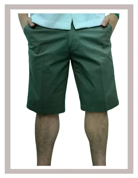 Bermuda corte chino de hombre en verde kaki elástico MASTINO H-685
