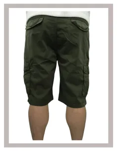 Bermuda de hombre elástica multi bolsillos en verde MASTINO H-557 2