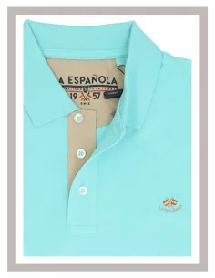 Polo hombre manga corta básico La Española en turquesa 10951 2