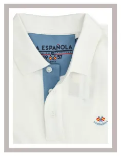 Polo hombre manga corta básico La Española en blanco 10951 2