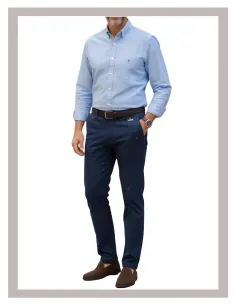 Camisa hombre La Española de oxford en azul Mod-6421 2