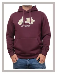 Sudadera hombre capucha granate La Vespita 51180