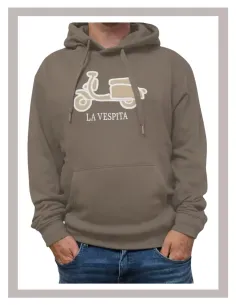 Sudadera hombre capucha topo La Vespita 51180