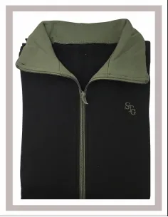 Sudadera mujer con cremallera en negro con verde de Strategga Mod-300 2