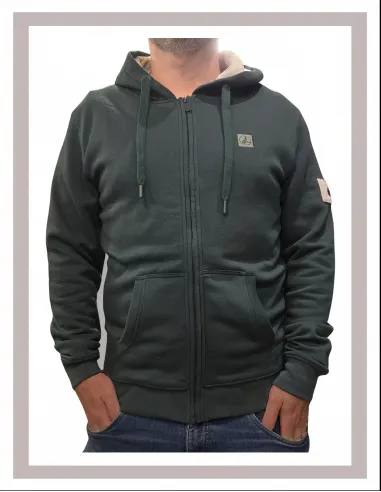 Sudadera hombre cremallera verde botella La Vespita 51175