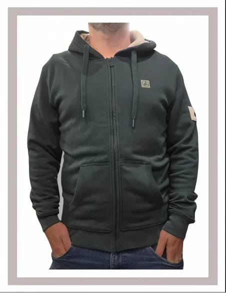 Sudadera hombre cremallera verde botella La Vespita 51175