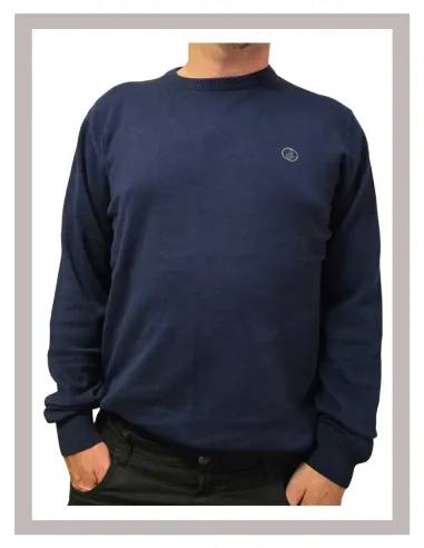 Jersey hombre cuello caja de punto en azul marino La Vespita 51187