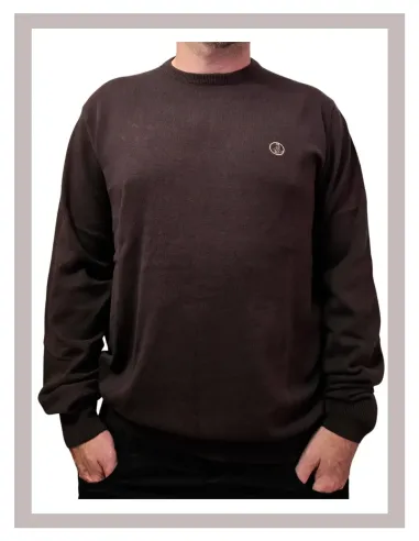Jersey hombre cuello caja de punto en marrón La Vespita 51187