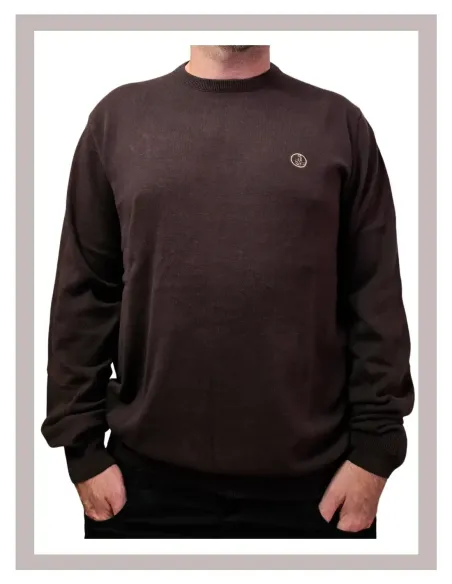 Jersey hombre cuello caja de punto en marrón La Vespita 51187