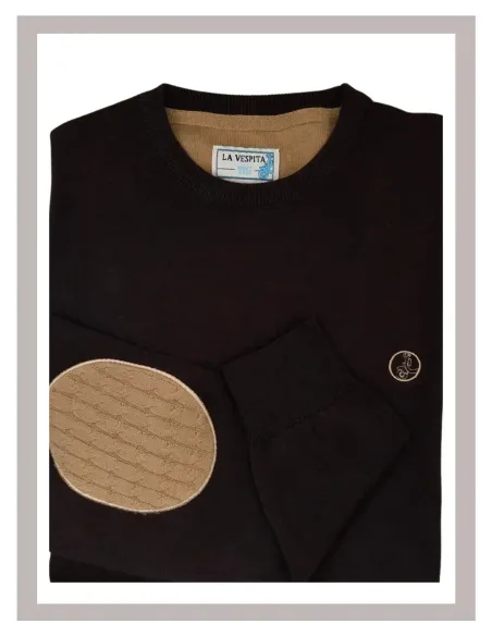 Jersey hombre cuello caja de punto en marrón La Vespita 51187-1
