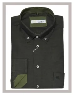 Camisa de hombre manga larga en verde kaki Cítrico 1761
