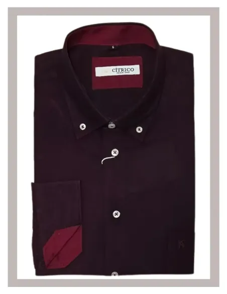 Camisa de hombre manga larga en granate Cítrico 1761