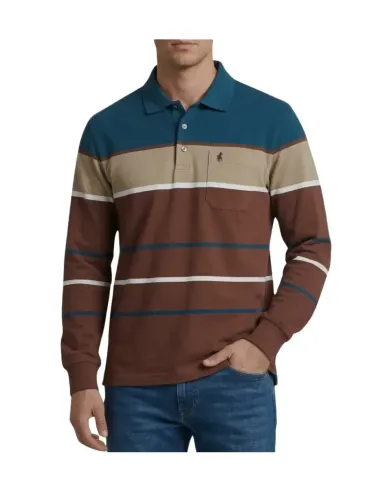 Polo hombre manga larga teja rayas Forestal Mod-720579