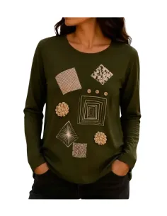 Camiseta de mujer manga larga verde Strategga 30959