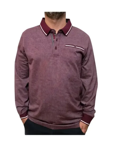 Polo de hombre manga larga en granate Myffles 9742