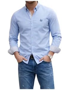 Camisa de hombre manga larga en azul celeste La Vespita 6490 2