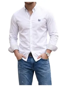 Camisa de hombre manga larga en blanco La Vespita 6490 2