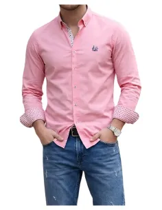 Camisa de hombre manga larga en rosa La Vespita 6490 2