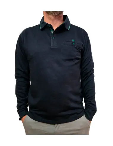 Polo de hombre manga larga en azul marino Luiyi's 580