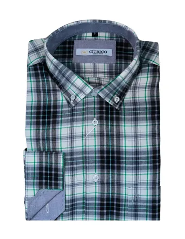 Camisa de hombre manga larga cuadros viella Cítrico 1782