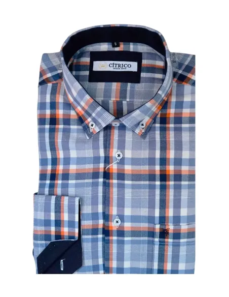 Camisa de hombre manga larga cuadros viella Cítrico 1780