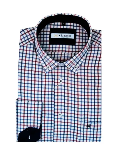 Camisa de hombre manga larga cuadros viella Cítrico 1785