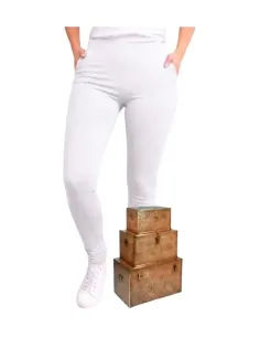 Leggins de mujer básico blanco de algodón-lycra Strategga 107