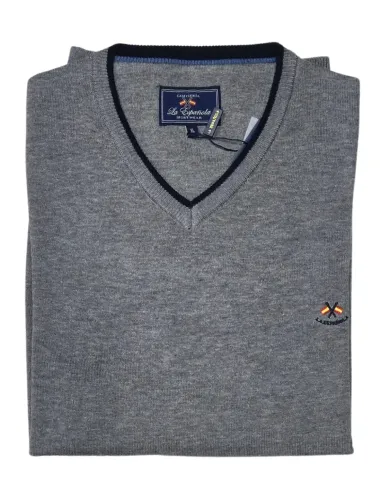 Jersey de hombre pico La Española en gris 10916