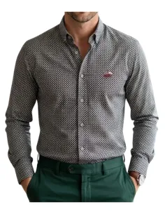 Camisa hombre en verde con rombitos La Vespita 5701 2