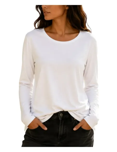 Camiseta mujer blanca básica de manga larga Strategga