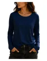 Camiseta mujer marino básica de manga larga Strategga