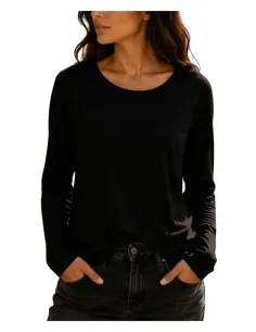 Camiseta mujer negra básica de manga larga Strategga