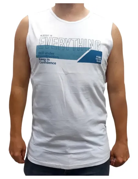 Camiseta de hombre sin mangas en blanco Losan 25018