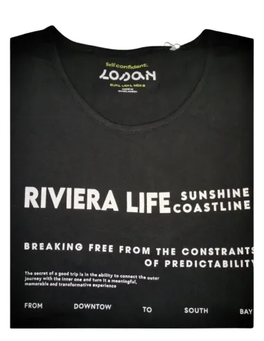Camiseta de hombre sin mangas en negro Losan 25018