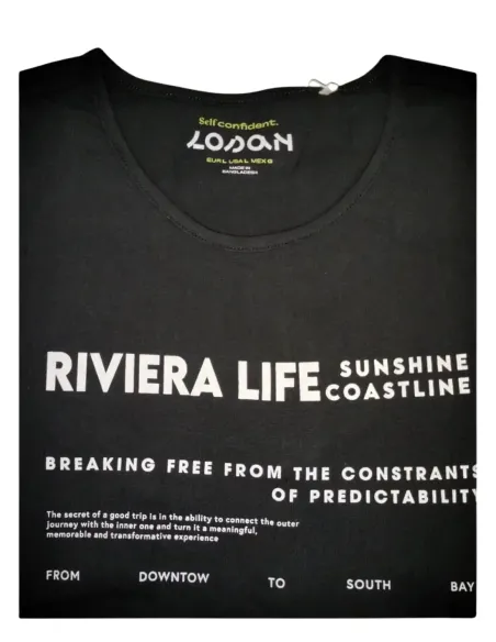 Camiseta de hombre sin mangas en negro Losan 25018