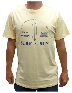 Camiseta de hombre manga corta Losan de algodón amarillo 25035