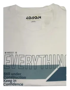 Camiseta de hombre manga corta Losan de algodón en blanco 25035