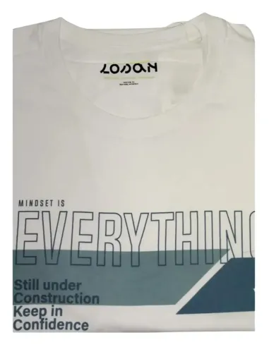 Camiseta de hombre manga corta Losan de algodón en blanco 25035