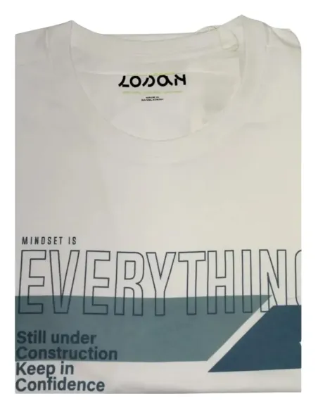 Camiseta de hombre manga corta Losan de algodón en blanco 25035