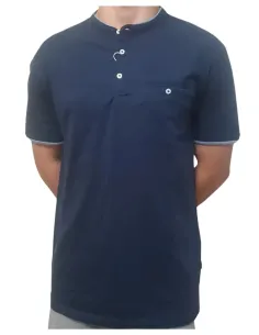 Camiseta de hombre en azul marino con cuello mao Losan 25005
