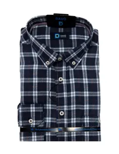 Camisa de hombre viella marino con cuadros Davo 460