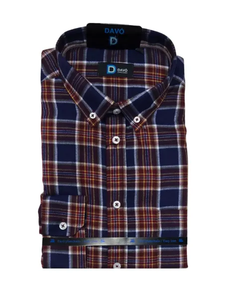 Camisa de hombre viella morado con cuadros Davo 437