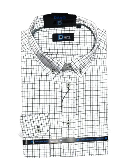 Camisa de hombre viella crudo con cuadros Davo 433